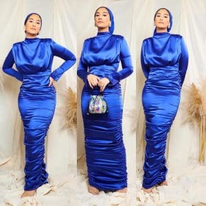 djellaba femme bleu roi