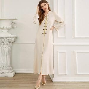 djellaba femme blanche et or